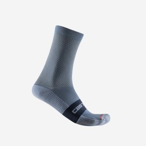 Calcetines Castelli ESPRESSO 15 Hombre Gris Claro Azules | 649257-DIZ