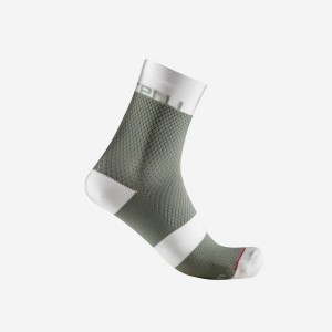 Calcetines Castelli VELOCISSIMA 12 Mujer Verde Blancas | 780462-BYV