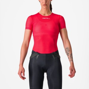 Capa Base Castelli PRO MESH W SHORT SLEEVE Mujer Rojas | 512678-OUB