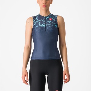 Trajes Castelli FREE 2 W TRI SINGLET Mujer Azules Verde Menta | 465298-WCX