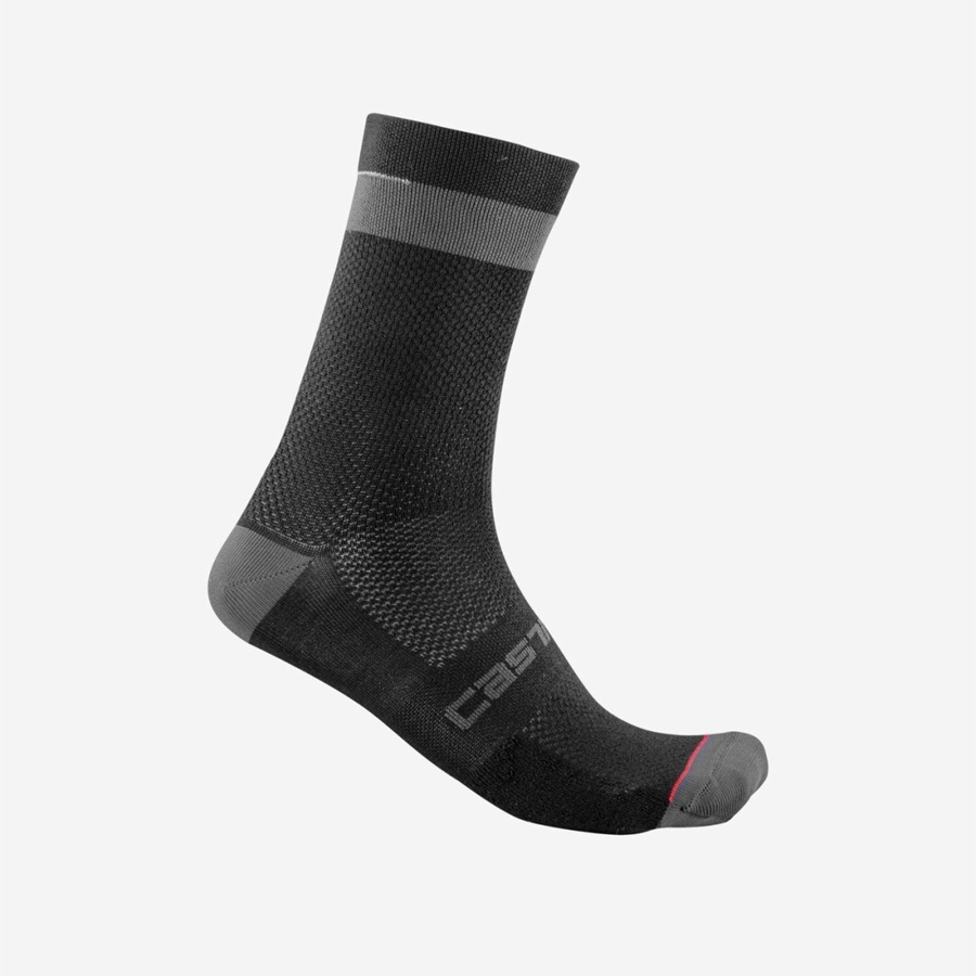 Calcetines Castelli ALPHA 18 Hombre Negras Gris Oscuro | 904783-ZLP