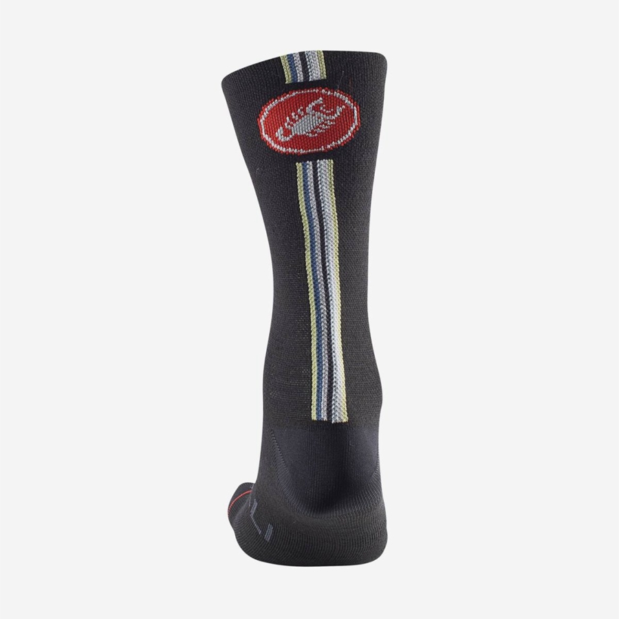 Calcetines Castelli RACING STRIPE 18 Hombre Negras | 150864-PBW