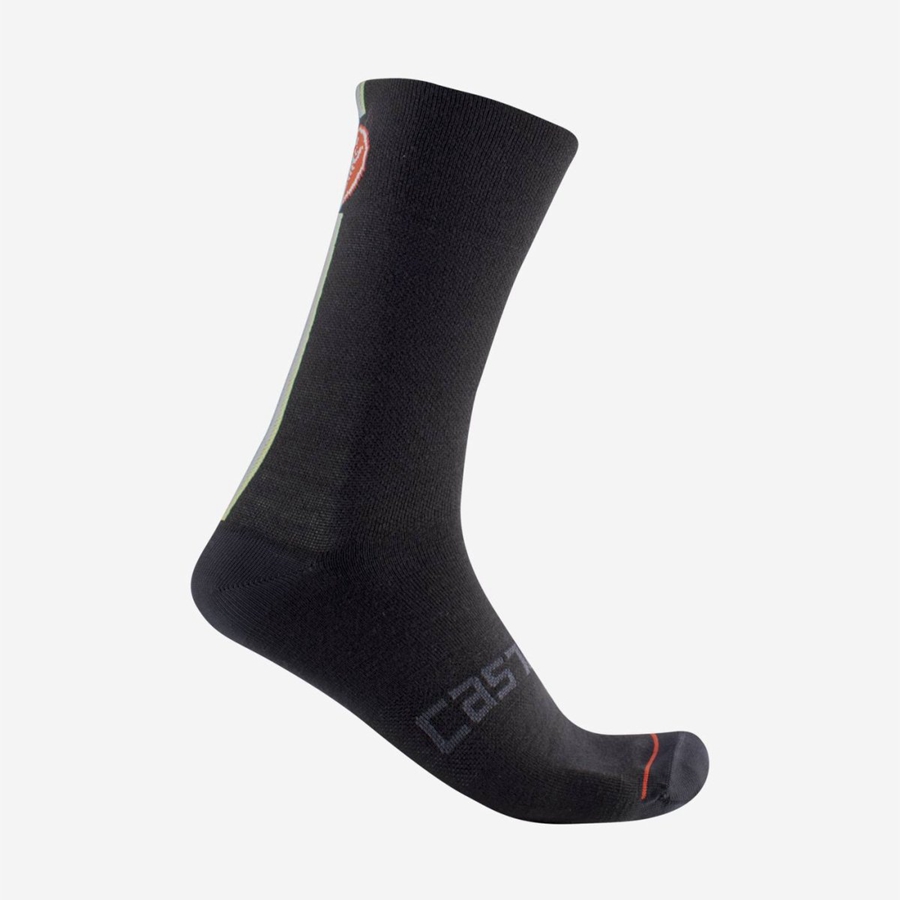 Calcetines Castelli RACING STRIPE 18 Hombre Negras | 150864-PBW