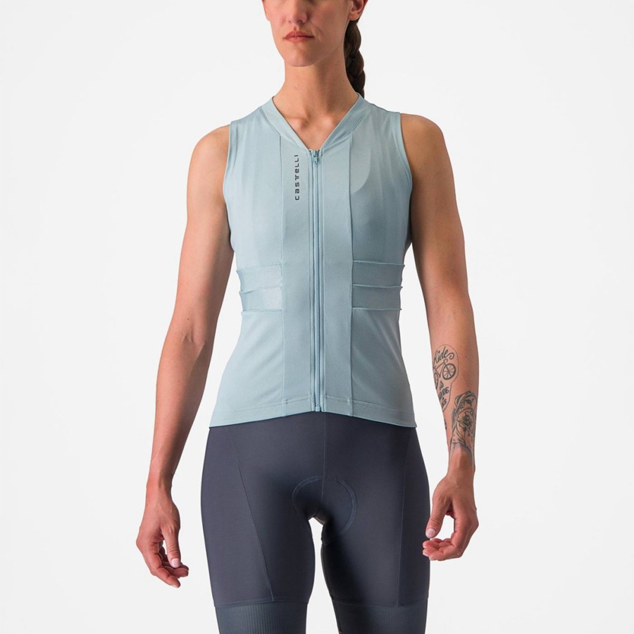 Camiseta Castelli ANIMA 4 SLEEVELESS Mujer Azules Gris Oscuro Azules | 650349-XYS