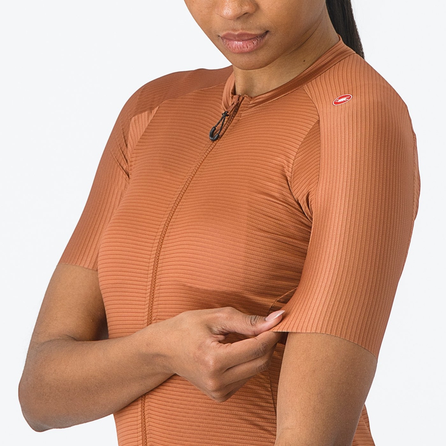 Camiseta Castelli ESPRESSO W Mujer Beige Gris Oscuro | 905436-ACG