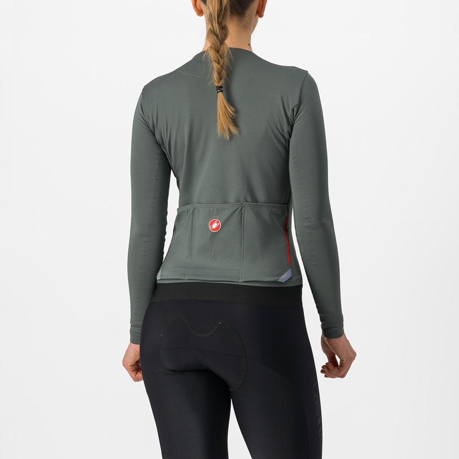 Camiseta Castelli FLY LS W Mujer Gris | 026379-EDG