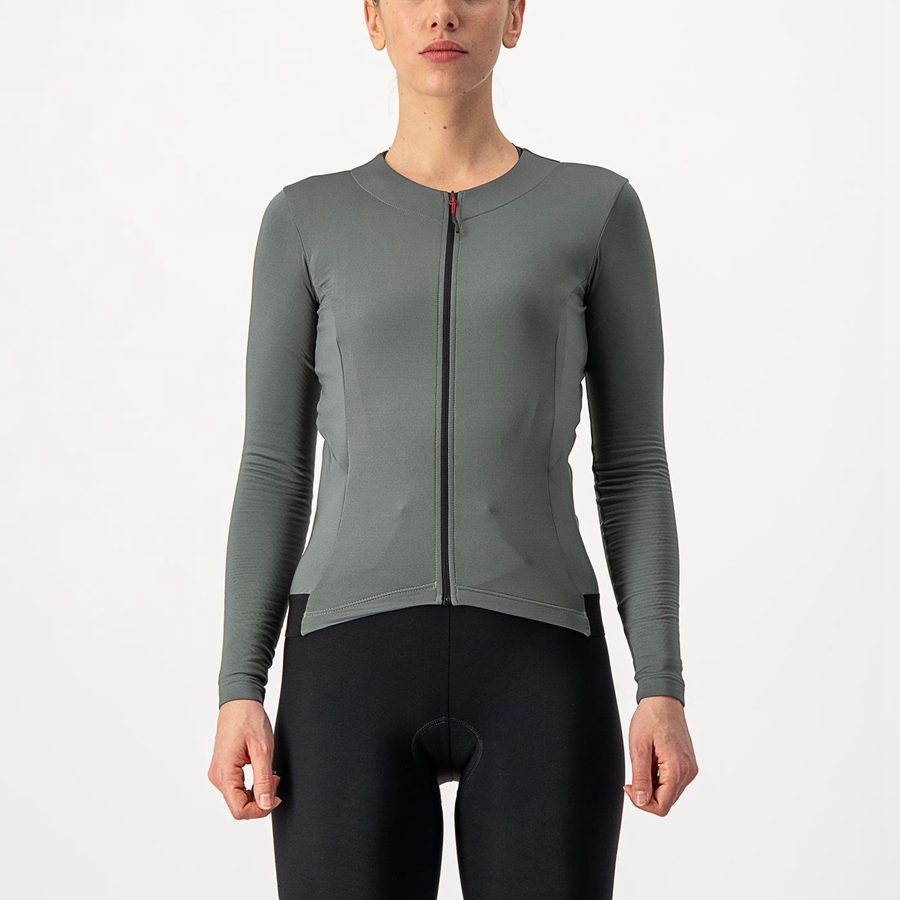 Camiseta Castelli FLY LS W Mujer Gris | 026379-EDG