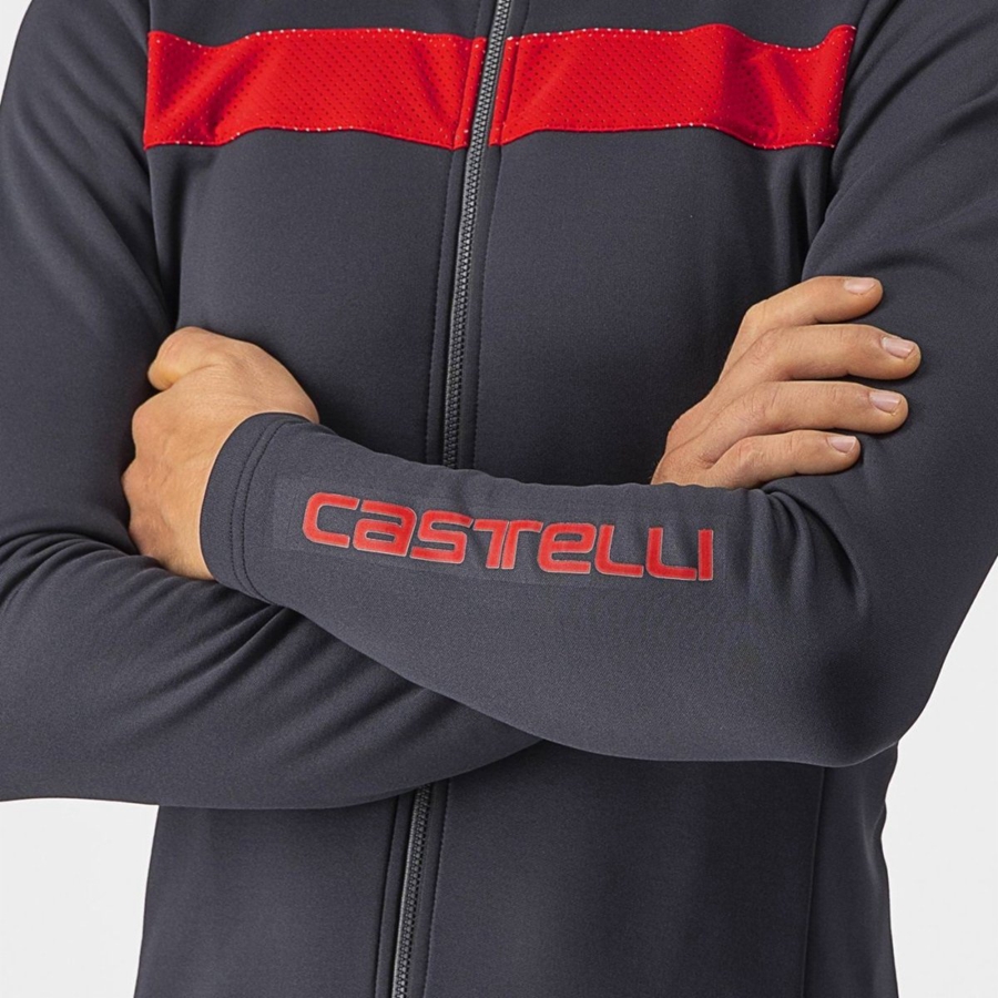 Camiseta Castelli PURO 3 FZ Hombre Gris Oscuro Rojas | 315904-TIQ