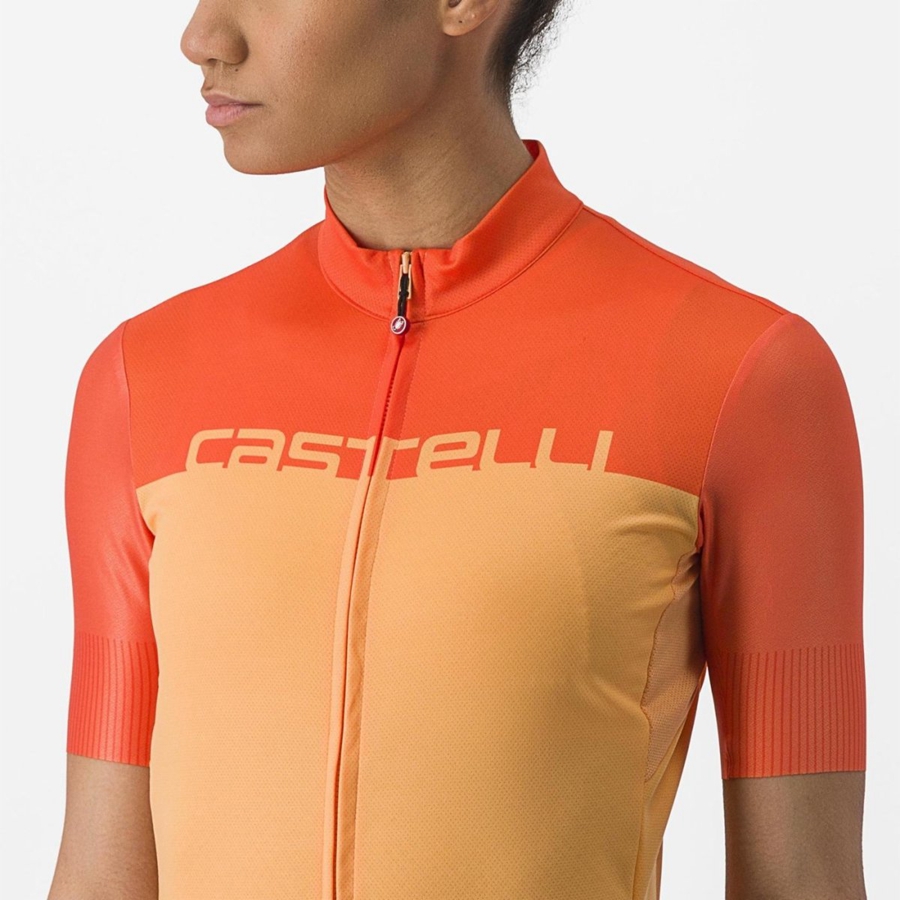 Camiseta Castelli VELOCISSIMA Mujer Naranjas Rojas Oscuro | 463209-KSW