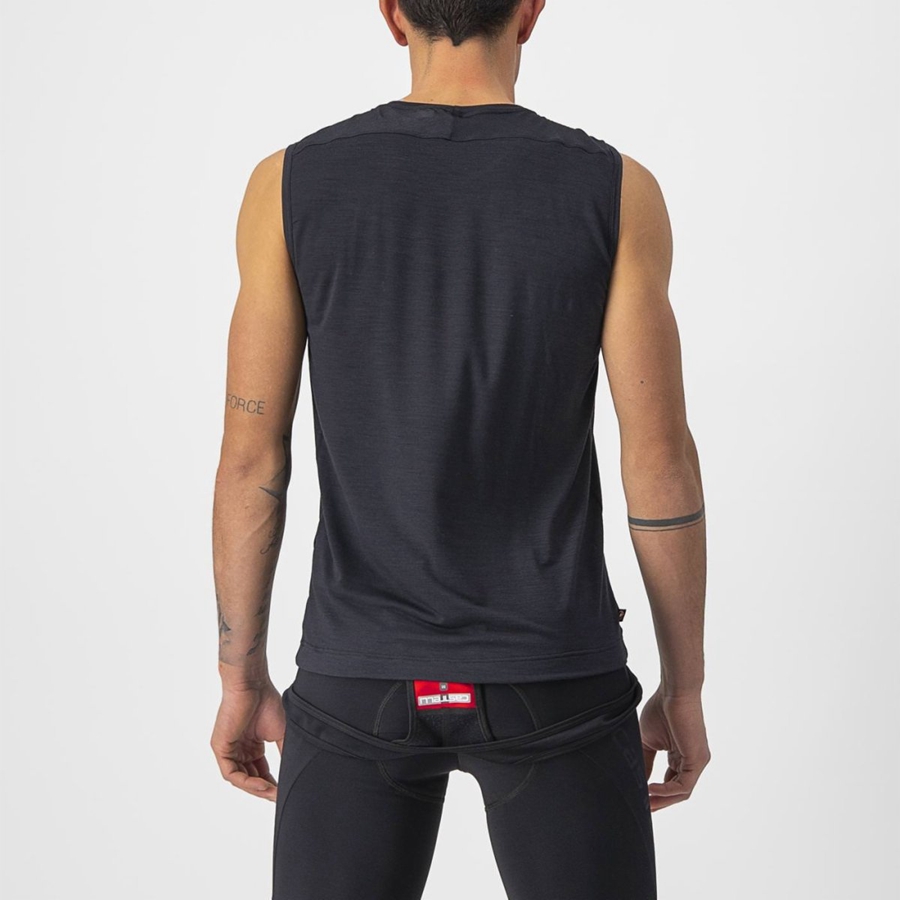 Capa Base Castelli BANDITO WOOL SLEEVELESS Hombre Negras | 876459-CNS