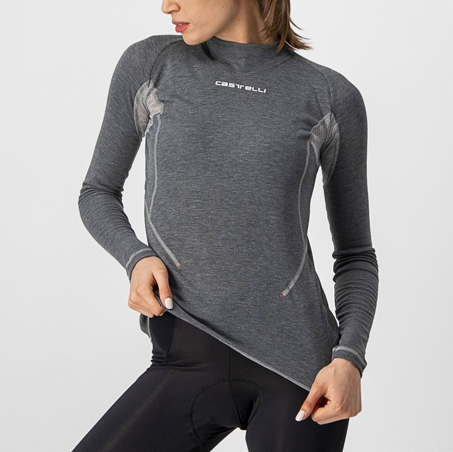 Capa Base Castelli FLANDERS 2 W WARM LONG SLEEVE Mujer Gris | 803956-APJ