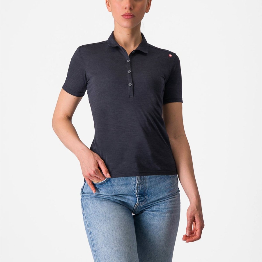 Casual Castelli MERINO W POLO Mujer Negras | 183456-XSG