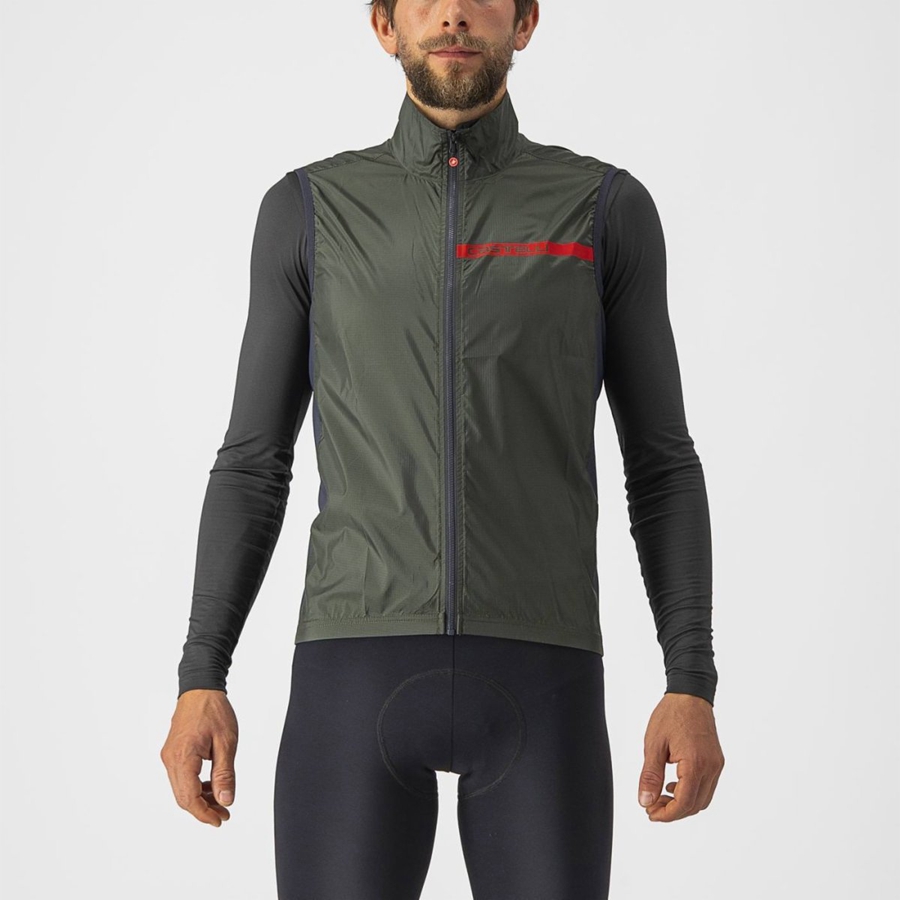 Chaleco Castelli SQUADRA STRETCH Hombre Verde Gris Oscuro | 396105-DUJ