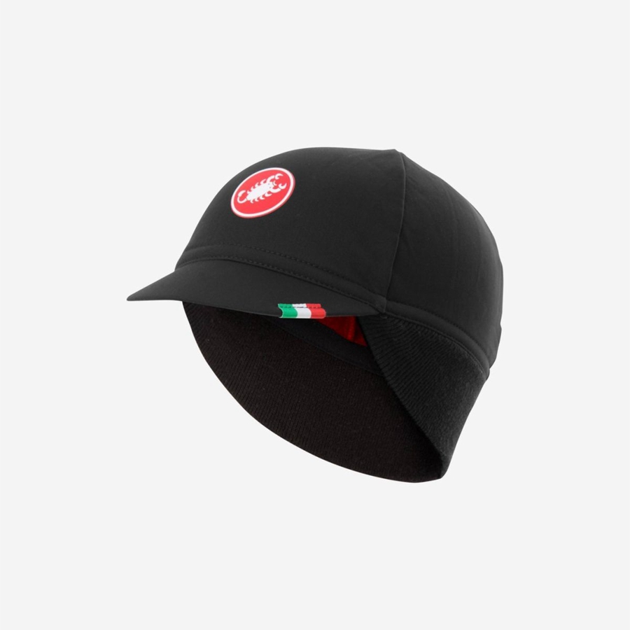 Gorra Castelli DIFESA THERMAL Hombre Negras Rojas | 519082-NWR